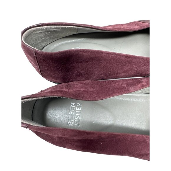 Eileen Fisher Chase Burgundy Suede Slip-On Womens Loafers Size 9 - Picture 7 of 10